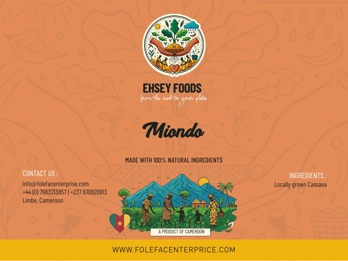 Wide orange Miondo packaging label